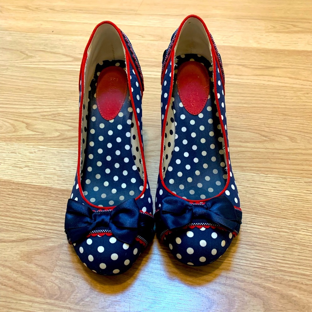 Ruby Shoo Amy Navy Spots High Heels